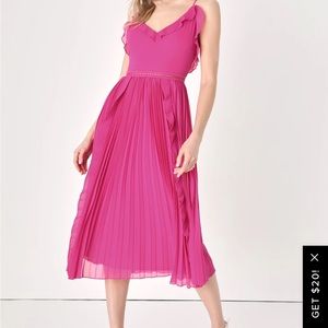 Lulus Never a Dull Moment magenta pink tie dress - NWT size L